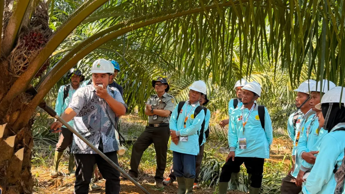 SERIUS: Para peserta yang ikut pelatihan serius mendengarkan narasumber saat praktek ke lapangan.
