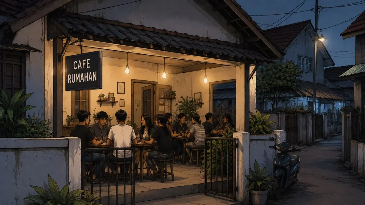 ILUSTRASI: Alih fungsi rumah tinggal menjadi cafe. (Dibuat oleh AI)