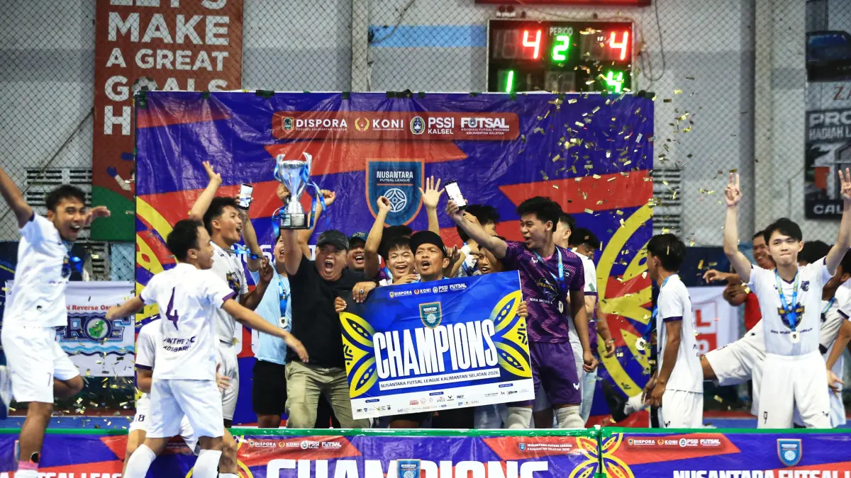 Tim Munthe FC Kotabaru berhasil keluar sebagai kampiun Nusantara Futsal League Kalimantan Selatan 2026. (M Idris Jian Sidik)