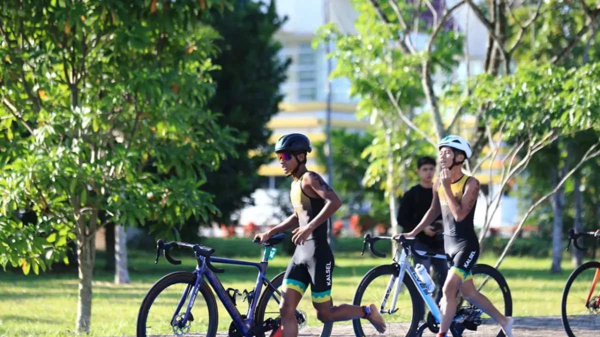 Aksi para peserta dalam gelaran Banua Duathlon Challenge pada penyelenggaraan sebelumnya di Kebun Raya Banua. (M Idris Jian Sidik/Radar Banjarmasin)