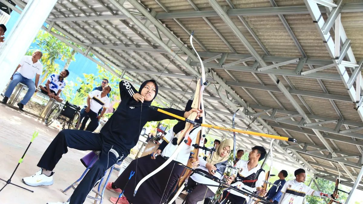 LATIHAN: Suasana latihan atlet NPCI Kalsel jelang penyelenggaraan Pekan Paralimpik Daerah.(M Idris Jian Sidik)