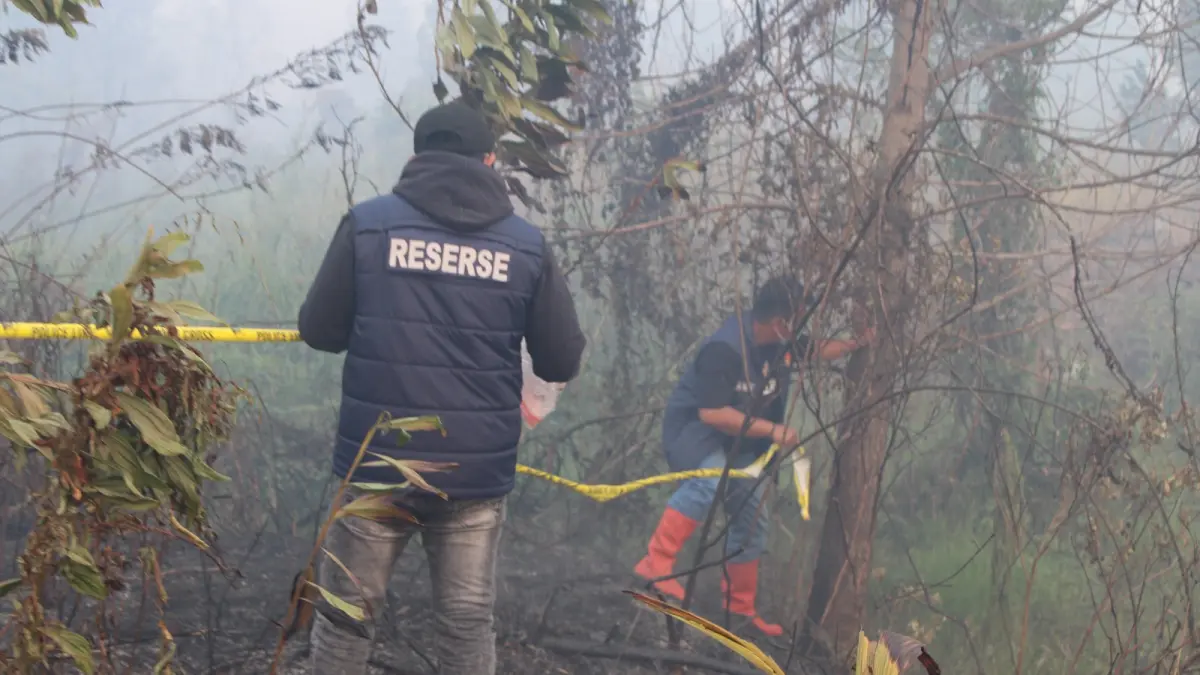 ‎Polres Banjarbaru menggelar olah TKP di enam lokasi kebakaran hutan dan lahan (karhutla).(Humas Polres Banjarbaru)