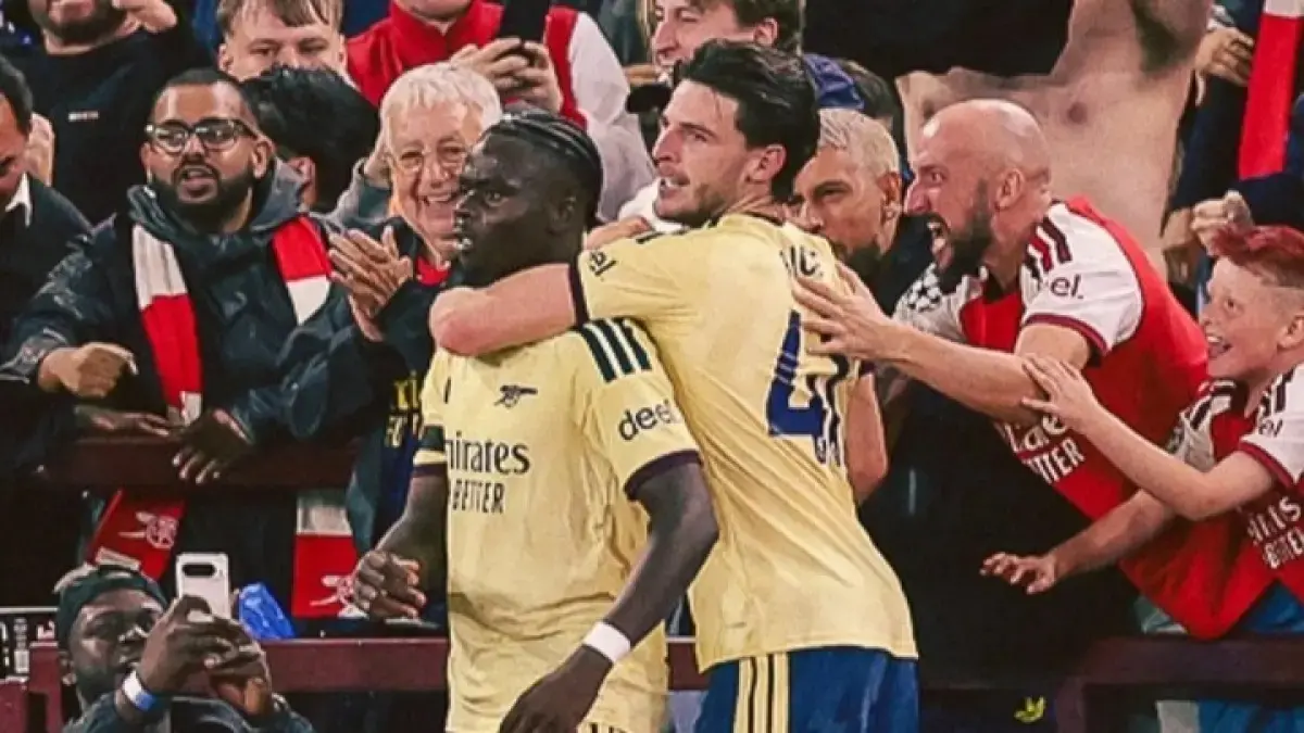 CETAK GOL: Bukayo Saka setelah cetak gol ke gawang Aston Villa.&nbsp;
(Dok. Arsenal)