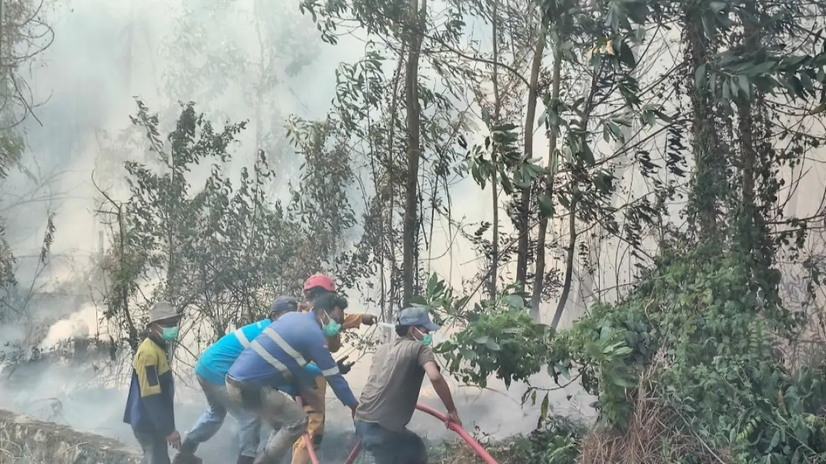 BERJIBAKU: Relawan saat berjibaku memadamkan karhutla di Banjarbaru. (Sheilla/Radar Banjarmasin) 