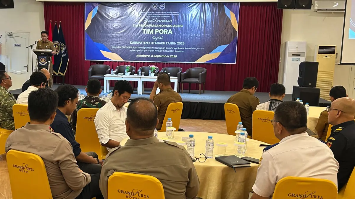 SERIUS: Rapat Koordinasi TIMPORA Kabupaten Kotabaru berlangsung di Ballroom Hotel Grand Surya, Selasa (8/9).&nbsp;