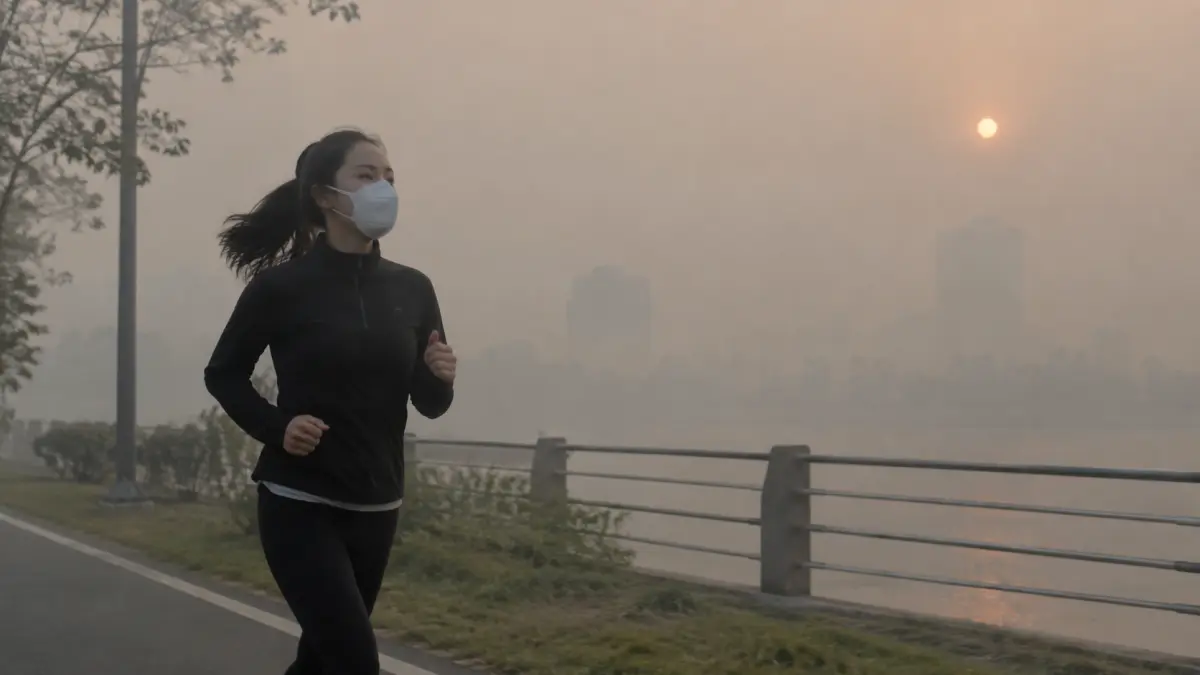BERKABUT: Jogging saat kabut asap berisiko memperparah asma dan membuat iritasi saluran pernapasan. (Foto: Ilustrasi)
