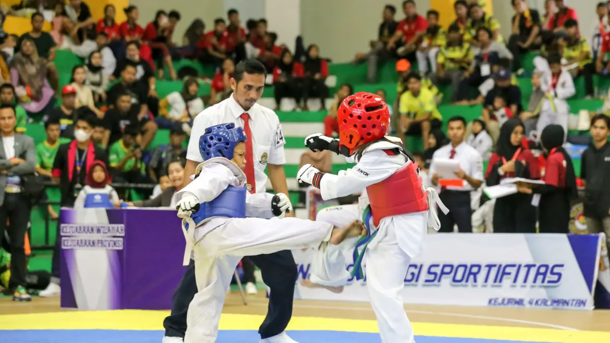 Suasana pertandingan Taekwondo Academy Championship 2026 yang digelar Taekwondo Academy Club. (M Idris Jian Sidik)