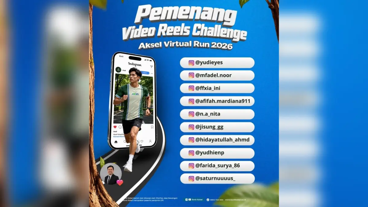 10 Pemenang Reels Challenge Aksel Virtual Run 2026, Masing-Masing Bawa Pulang Rp760 Ribu