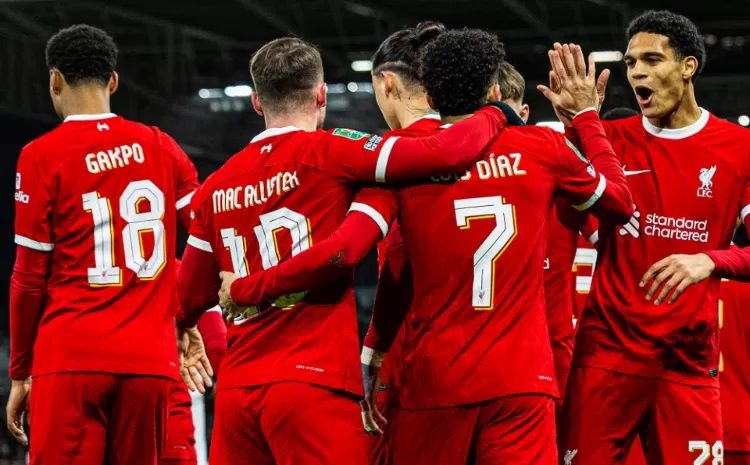 Liverpool saat melakoni pertandingan melawan Fulham di Semifinal Carabao Cup Leg kedua (Sumber Foto : X @lfc)