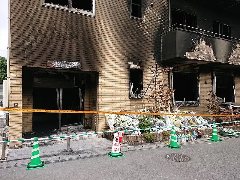 Pintu Studio Satu Kyoto Animation yang Terbakar pada Juli 2019 lalu. Pelaku Pembakaran yakni Shinji Aoba Resmi Divonis Hukuman Mati pada Kamis (25/1).
