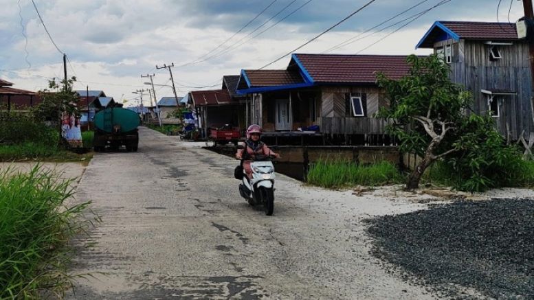 Kondisi Jalan Anoi Kota Palangkaraya terpantau surut pada Rabu sore, (31/1) (JEFRIE/PROKALTENG.CO)