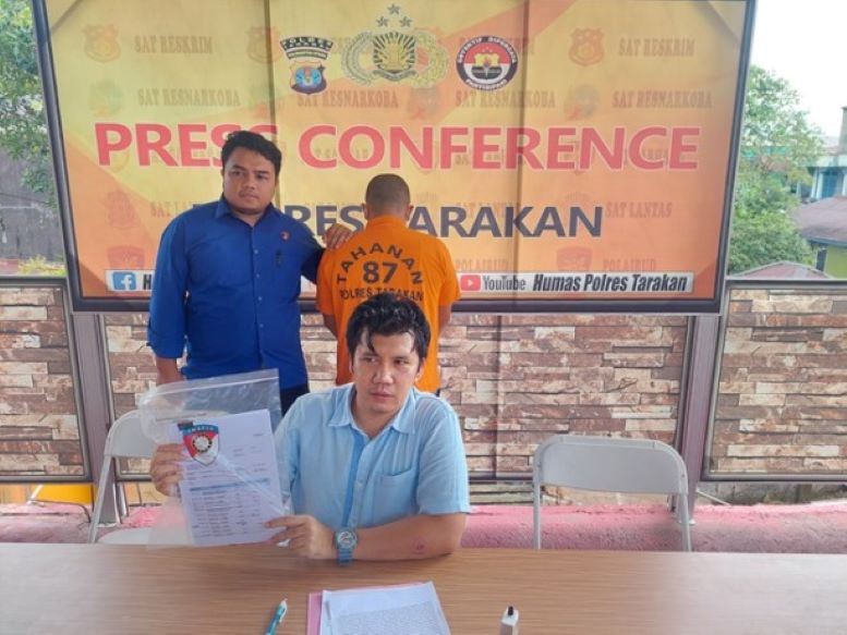 PENIPUAN: Pelaku yang diamankan Satreskrim Polres Tarakan setelah dilaporkan melakukan aksi penipuan.