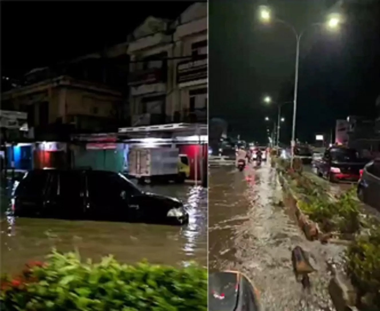HAMBAT AKTIVITAS: Banjir melanda Jalan MT Haryono Balikpapan. Terdapat pengerjaan proyek DAS Ampal di kawasan tersebut.