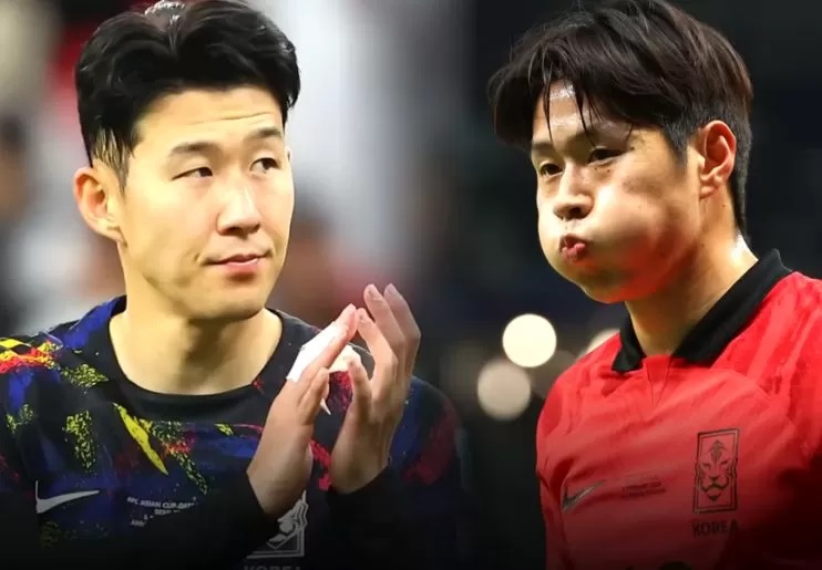 Sebelum semifinal Piala Asia, (kiri) Son Heung Min bertengkar secara fisik dengan (kanan) Lee Kang In./Allkpop
