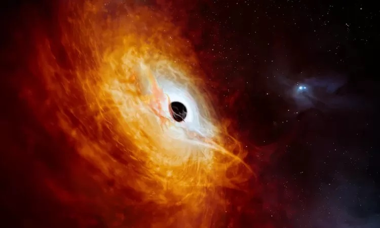 Ilustrasi Quasar J0529-435, inti terang dari galaksi jauh yang ditenagai oleh lubang hitam supermasif (washingtonpost.com)