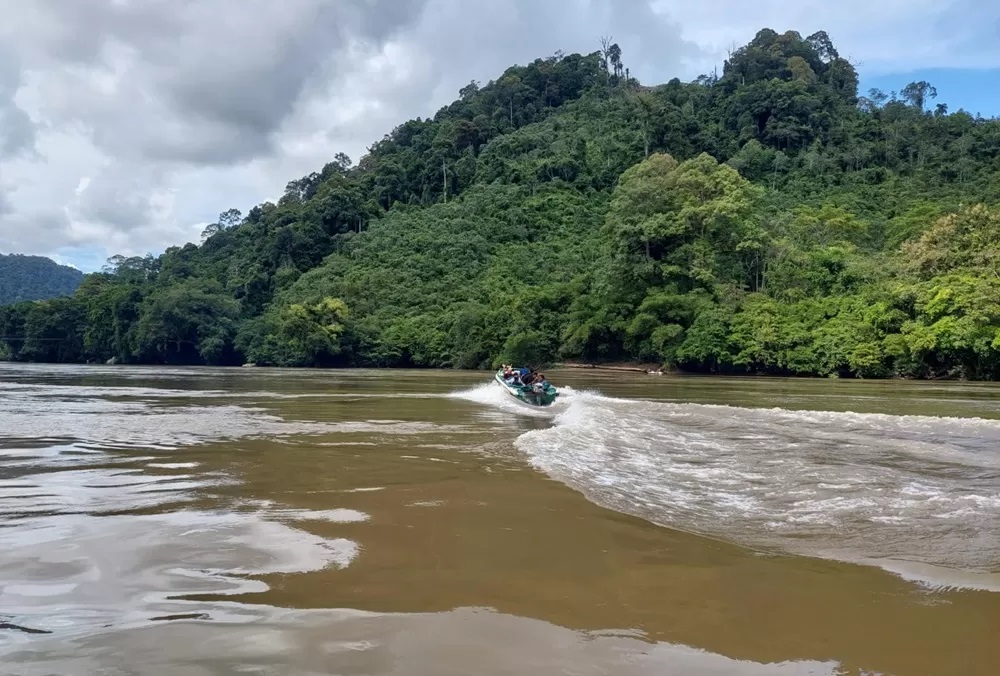 Tampak lokasi rencana pembanguan bendungan satu di PLTA Sungai Kayan.