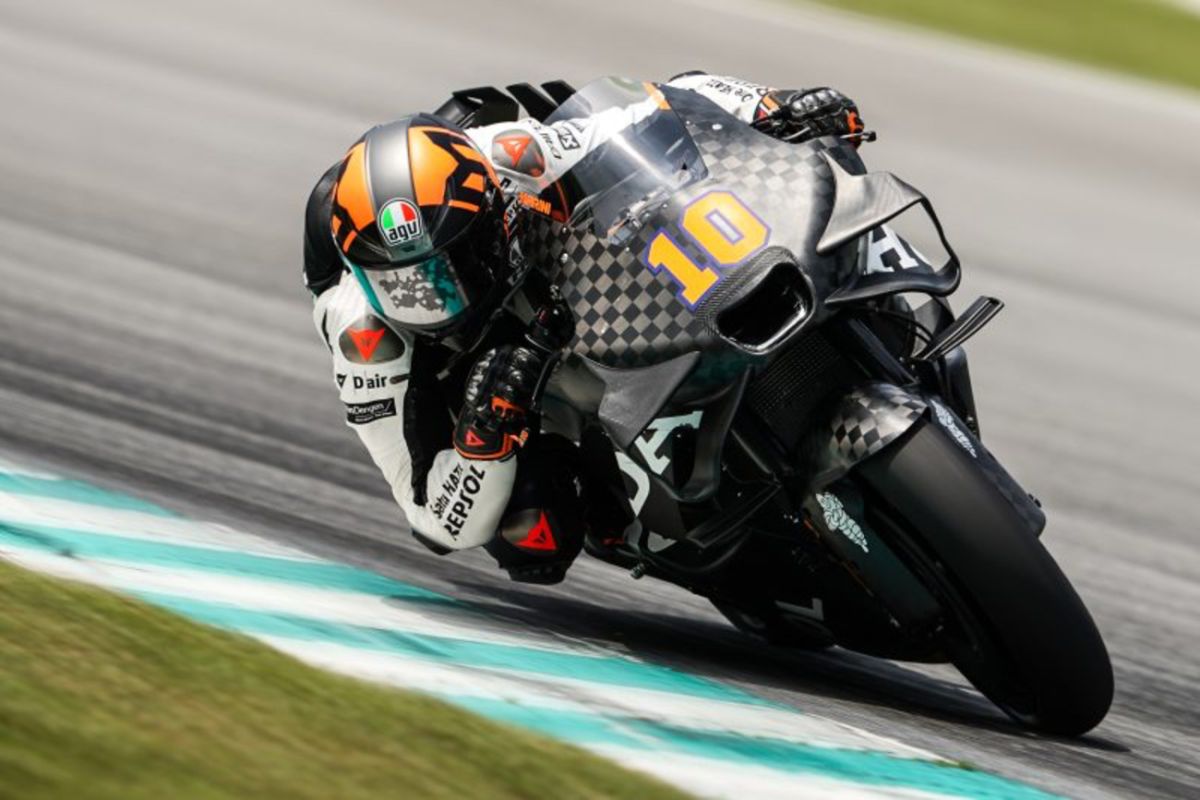 BELUM MAKSIMAL: Pebalap Repsol Honda, Luca Marini saat melakoni uji coba MotoGP 2024 di Sirkuit Internasional Sepang, Malaysia, 6 Februari lalu.