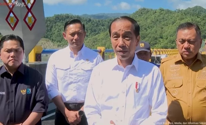 Presiden Joko Widodo (Jokowi) telah meresmikan Bendungan Lolak di Kabupaten Bolaang Mongondow, Provinsi Sulawesi Utara, pada Jumat (23/2). (YouTube Setpres)
