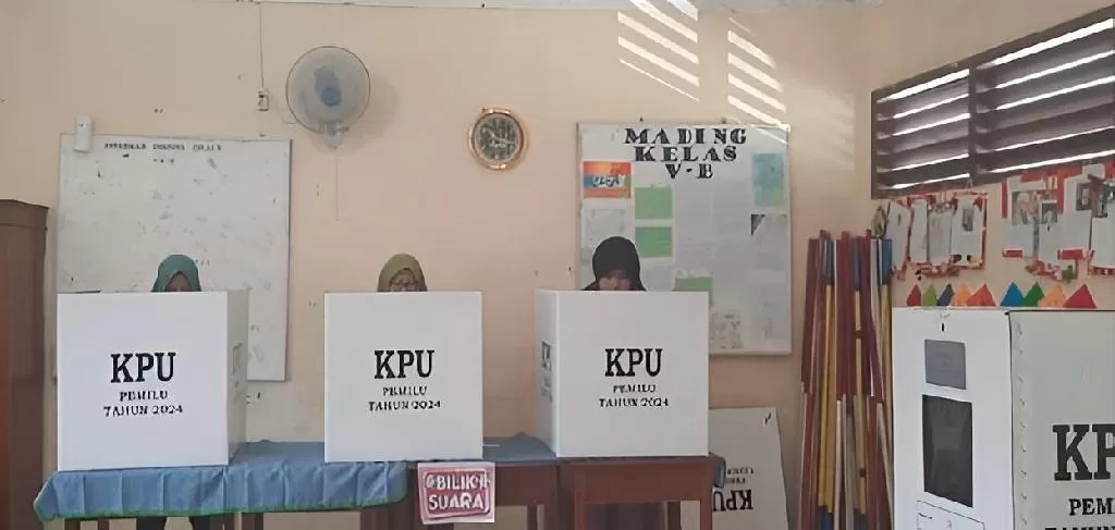 COBLOS ULANG: Pemungutan suara ulang (PSU) di TPS 31 Kelurahan Damai, Balikpapan Kota, hanya diikuti 78 pemilih dari 265 DPT. Paslon 02 Prabowo-Gibran kembali unggul dengan 43 suara. IST.