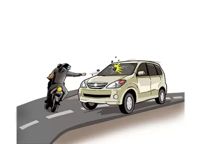 ilustrasi lempar kaca mobil