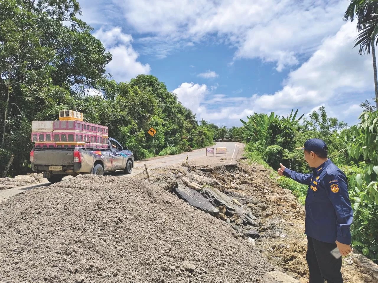 AKSES: Kondisi kerusakan di Jalan Berau-Bulungan baru-baru ini.
