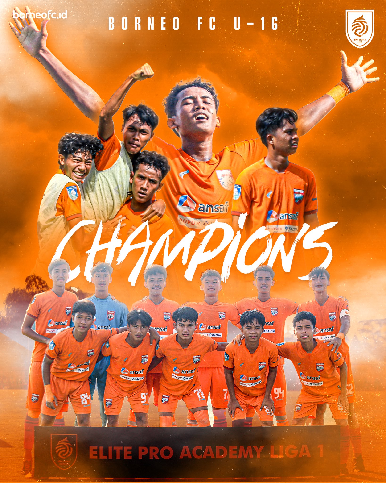 BUAH PEMBINAAN: Borneo FC Samarinda keluar sebagai juara EPA U-16.&nbsp;BORNEO FC MEDIA