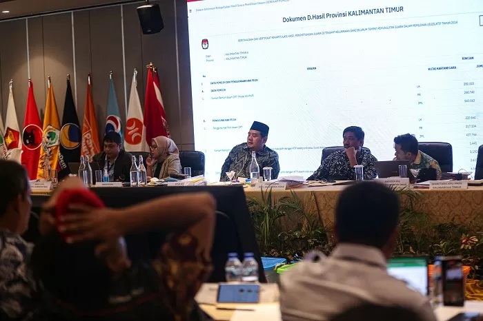 Pleno rekapitulasi hasil Pemilu Serentak 2024 tingkat provinsi dirampungkan KPU Kaltim, Minggu (10/3) (RAMA SIHOTANG-KALTIM POST)