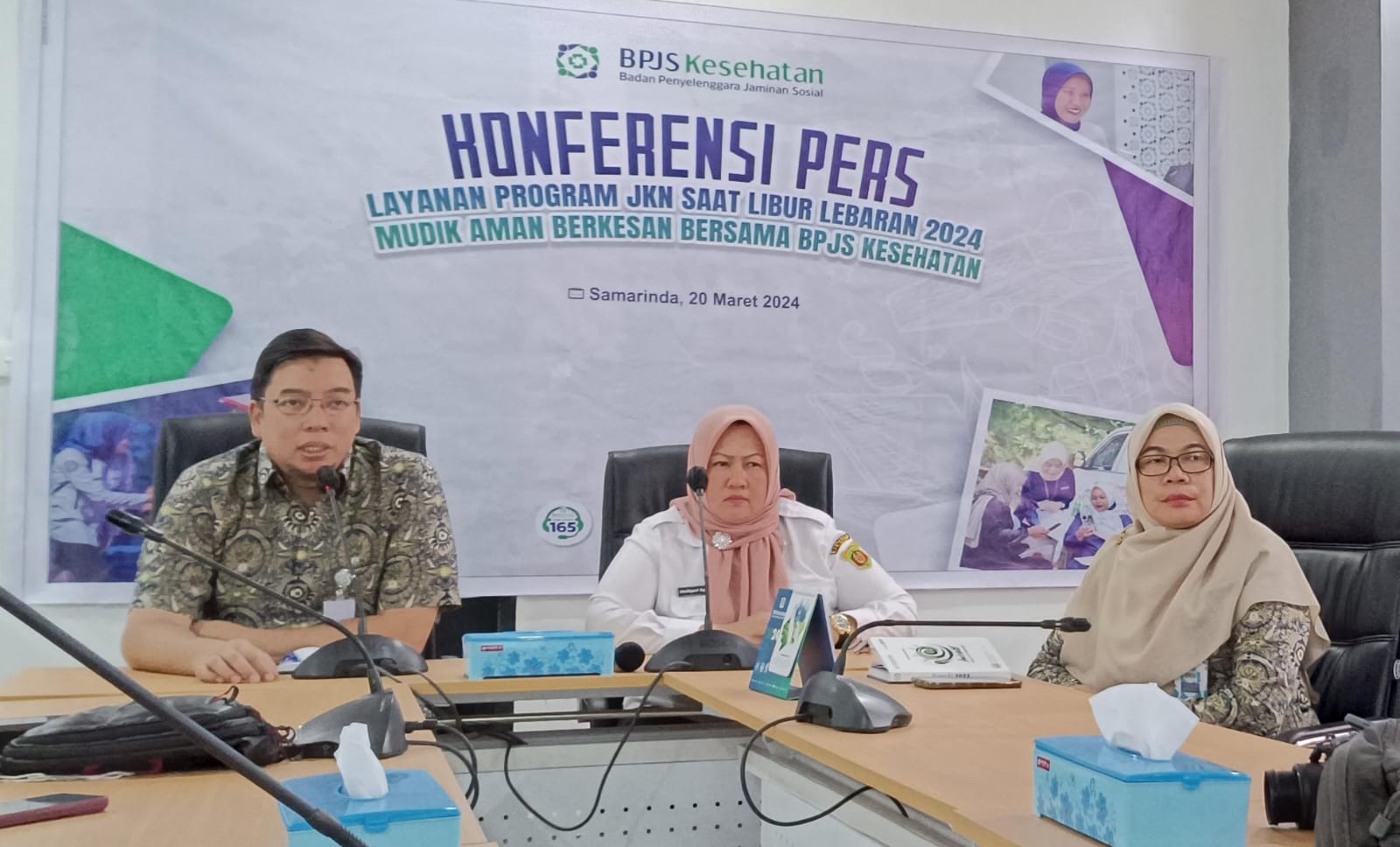 Dari kiri, Kepala BPJS Kesehatan Kantor Cabang Samarinda, Citra Jaya dan Kepala Bidang Pelayanan Kesehatan, Dinas Kesehatan Kota Samarinda dr. Melliyani Agustini saat jumpa pers