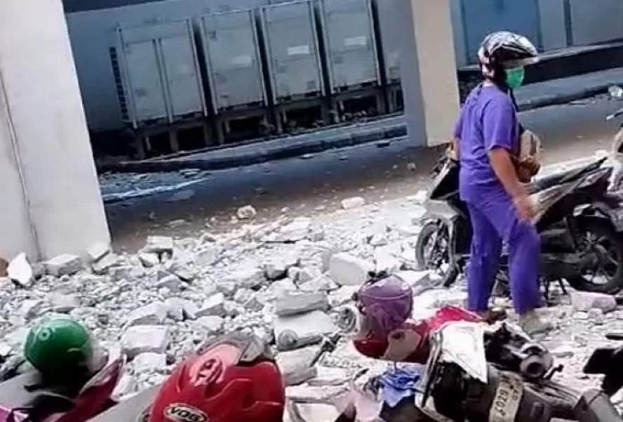 Tangkapan layar dampak gempa di RS Unair Surabaya. (Istimewa)