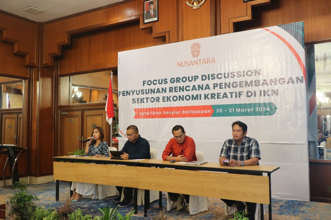 FGD Penyusunan Rencana Pengembangan Sektor Ekonomi Kreatif di IKN yang dilaksanakan di Hotel Gran Senyiur Balikpapan, Kamis (21/3/2024).