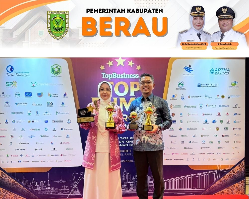 LEVEL NASIONAL: Bupati Berau, Sri Juniarsih Mas meraih penghargaan Top Pembina BUMD (Badan Usaha Milik Daerah) Tahun 2024 yang diberikan di Ballroom Rafles Hotel, Jakarta, Rabu (20/3/2024).