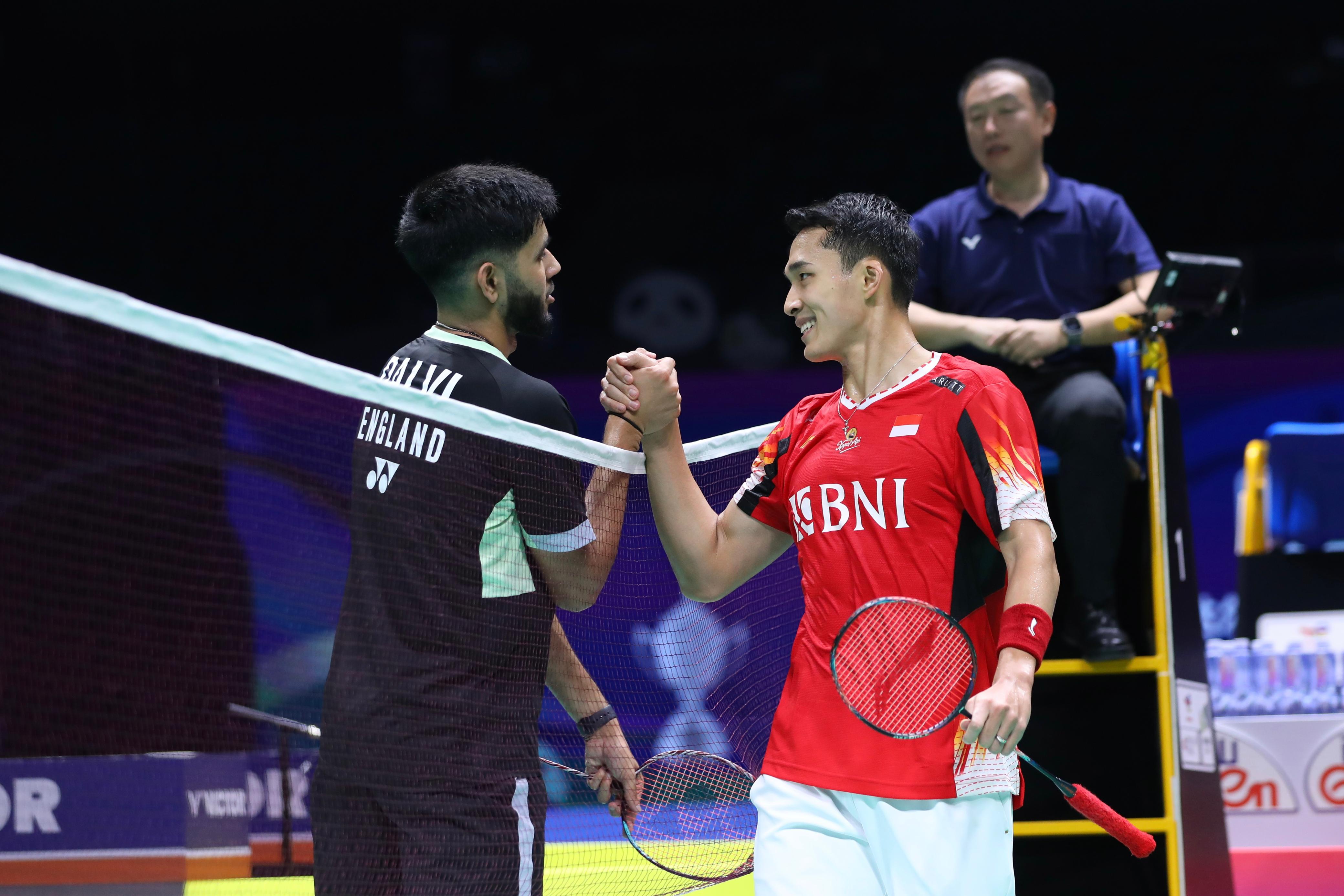 Straight Game: Jonatan Christie menyudahi perlawanan tunggal Inggris, Nadeem Dalvi 21-16, 21-12.