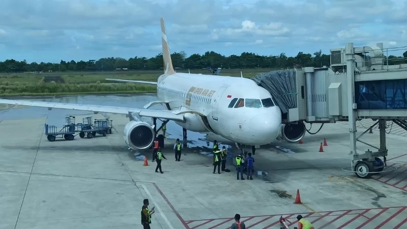PENERBANGAN LOKAL: Tidak ada maskapai yang membuka rute internasional di Bandara Syamsudin Noor di Banjarbaru. (FOTO: DOK RADAR BANJARMASIN)