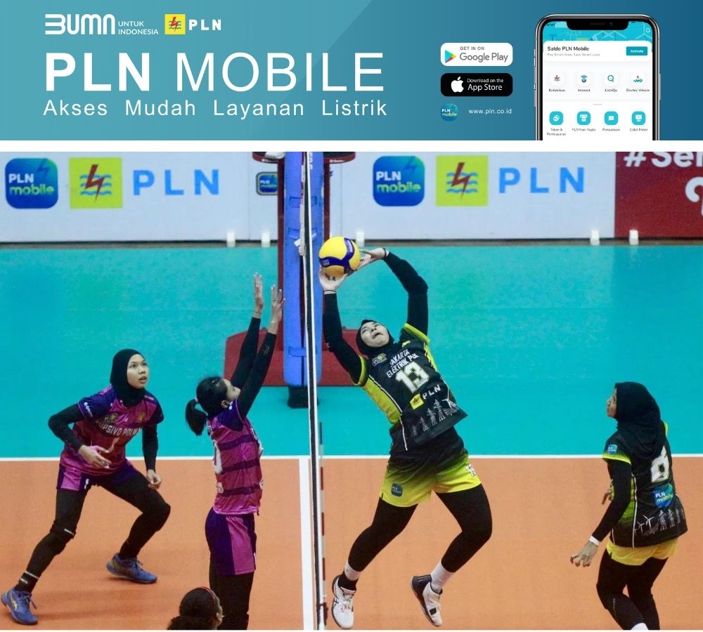 Ilustrasi pertandingan PLN Mobile Proliga yang menjadi kompetisi kasta tertinggi olahraga bola voli di Indonesia.