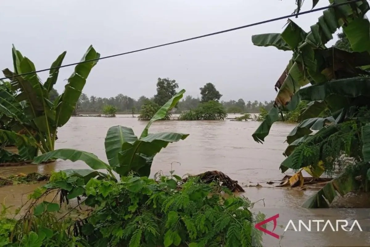 Kondisi aliran sungai yang meluap dan memperparah dampak banjir di Kabupaten Luwu, Sulawesi Selatan, Jumat (3/5/2024). ANTARA/HO-BPBD Kabupaten Luwu.