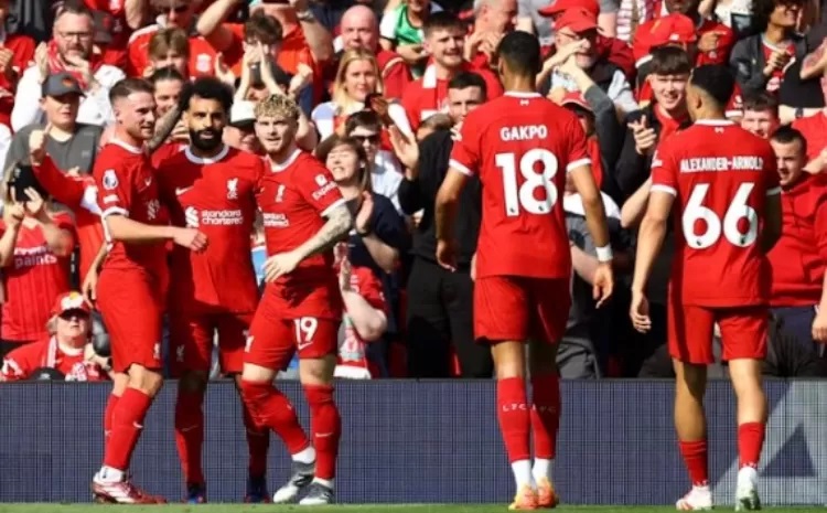 Liverpool merayakan gol mereka ke gawang Spurs (@liverpoolfc)