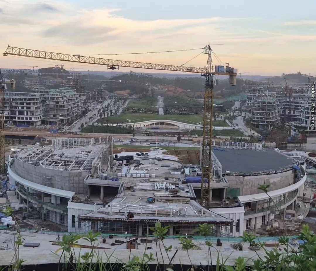 Memasuki awal Mei 2024, pembangunan istana presiden telah mendekati 70 persen. (KEMENTERIAN PUPR)