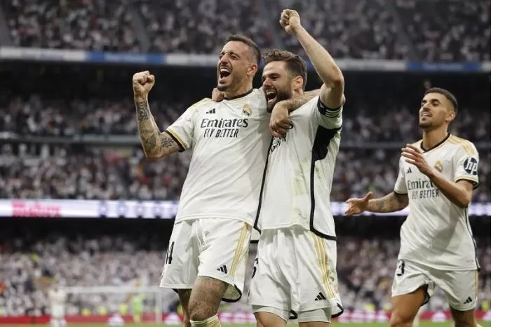 Ilustrasi penyerang Real Madrid Joselu (kiri). (Oscar del Pozo/AFP/Antara)