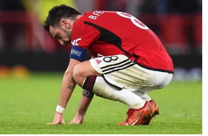 Pemain Manchester Bruno Fernandes. (Peter Powell/AFP/Antara)