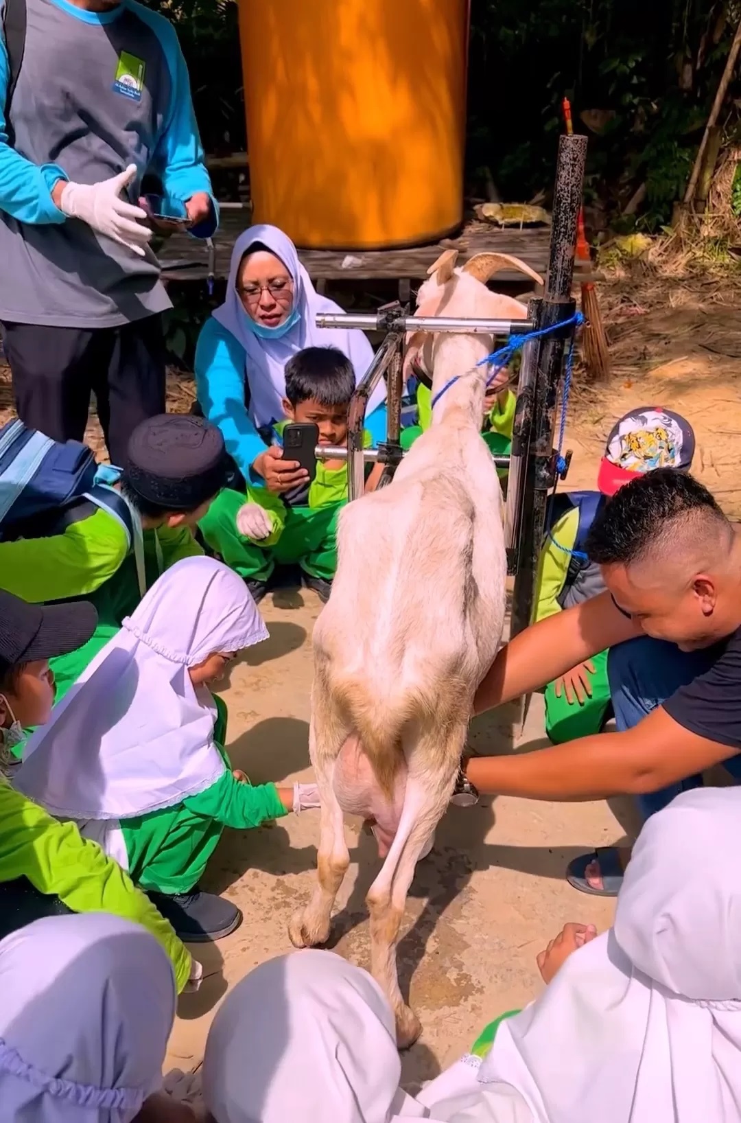 PELOPOR: Konsisten dengan peternakan kambing perah di Samarinda. Dua tahun mengembangkan dan jadi bukti, usaha tersebut memiliki peluang ekonomi besar. (RORO/KP)