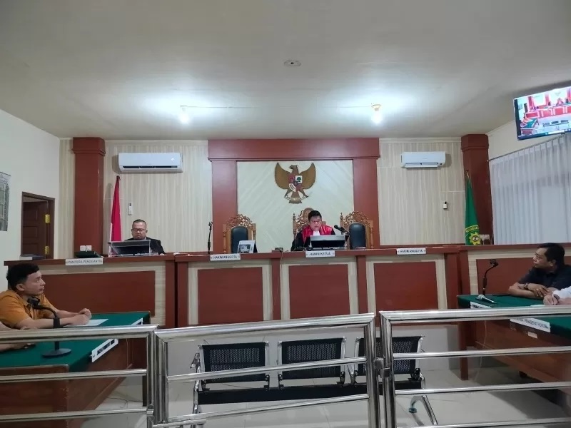 PUTUSAN HAKIM: Hakim tunggal PN Banjarmasin Febrian Ali menolak permohonan praperadilan dari kuasa hukum tersangka AS (60). (FOTO: MAULANA/RADAR BANJARMASIN)