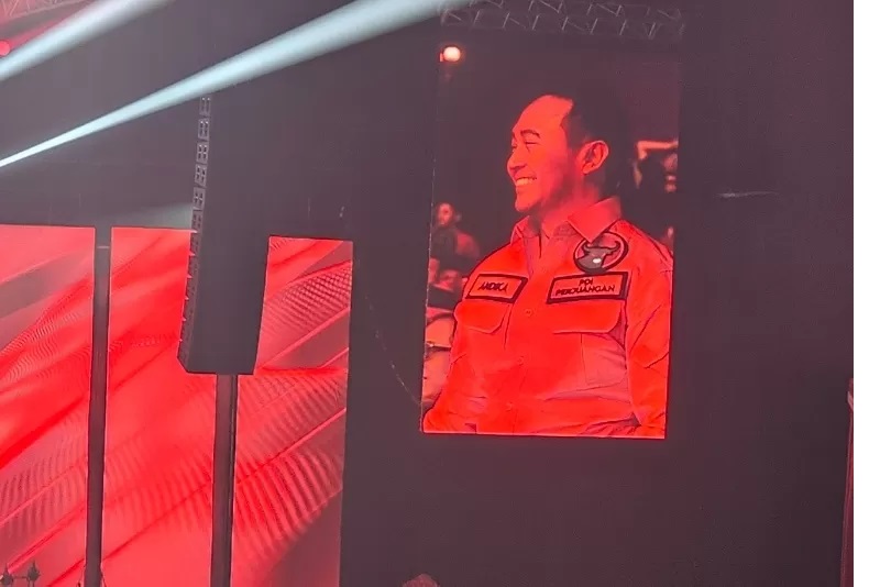 Mantan Panglima TNI Jenderal (Purnama) Andika Perkasa saat menghadiri acara Rapat Kerja Nasional (Rakernas) PDI Perjuangan ke-V di Beach City International Stadium, Ancol, Jakarta Utara, Jumat (24/5).