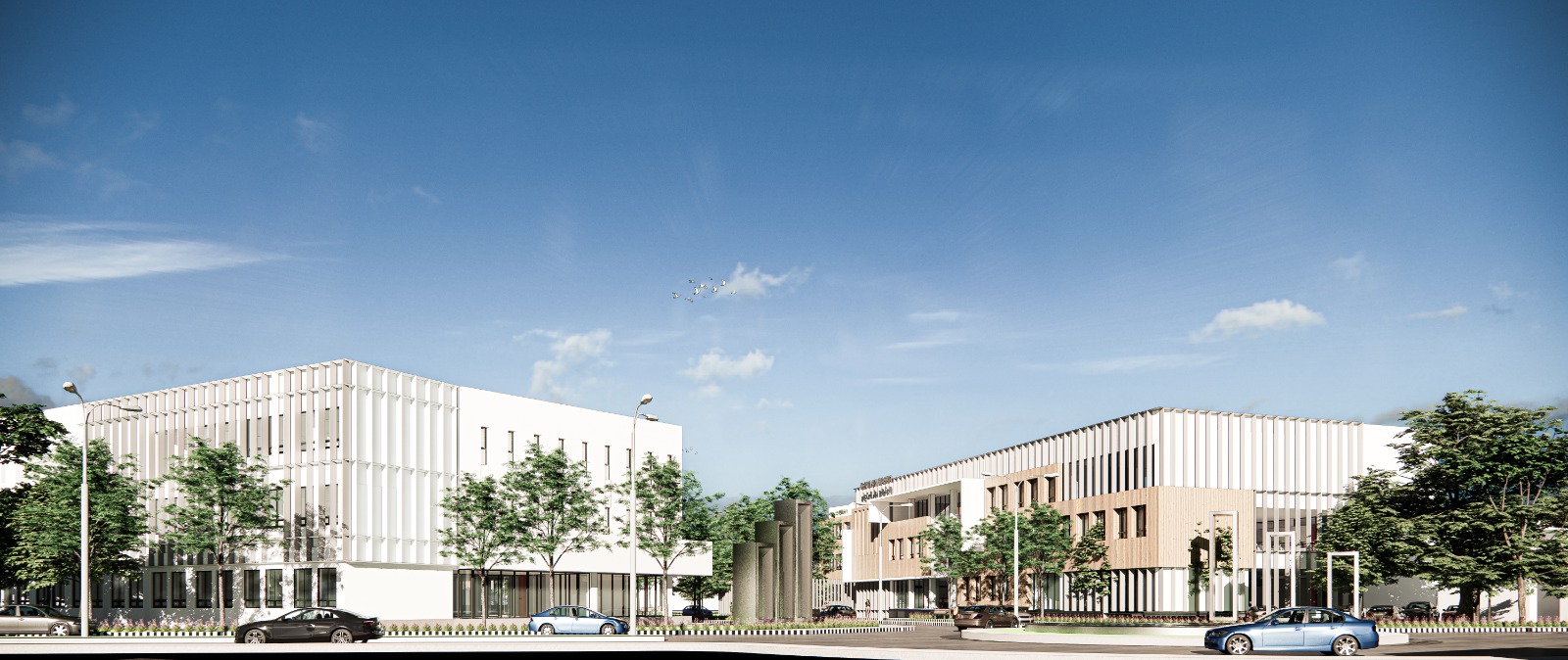 SIAP BANGUN: Tim Disdikbud Samarinda memantau pembangunan sekolah terpadu di area SMP 16 Loa Bakung, beberapa waktu lalu. Foto lain, desain bangunan sekolah baru.