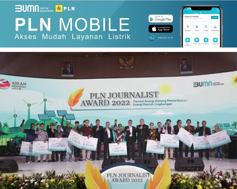 SELAMAT: Direktur Utama PLN Darmawan Prasodjo dan para pemenang PLN Journalist Awards 2022 di Kantor PLN Pusat Jakarta, Selasa (20/6) sore .