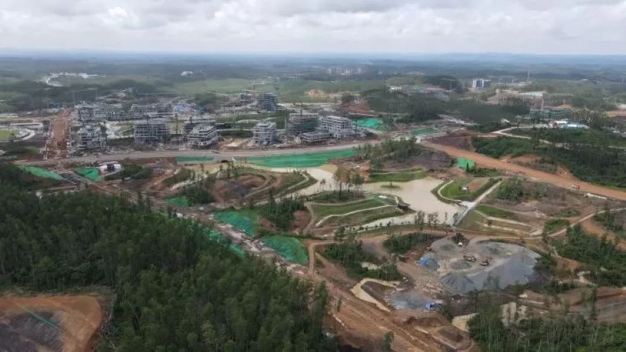 Kawasan Inti Pusat Pemerintahan IKN yang saat ini dibangun gedung perkantoran, berdiri di atas areal hutan tanaman industri yang didominasi tanaman eukaliptus. (FUAD MUHAMMAD/KALTIM POST)