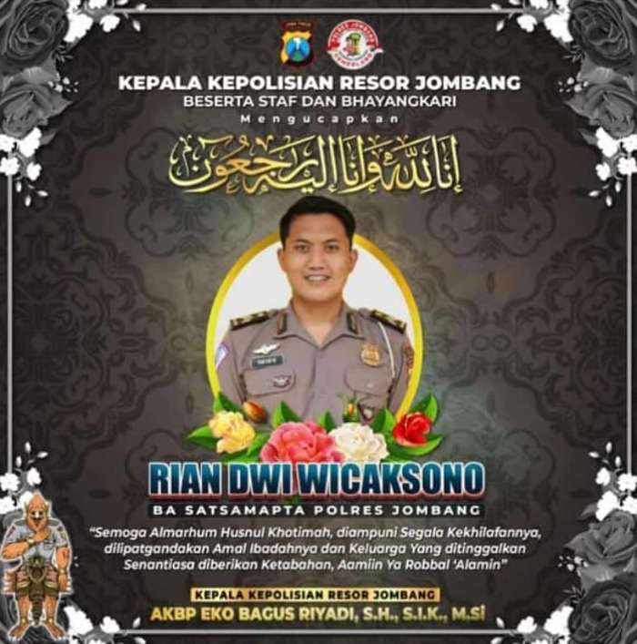 BERDUKA: Ucapan belasungkawa atas meninggalnya Rian Dwi Wicaksono.