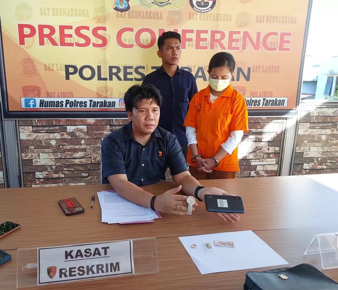 PENCURIAN: Pelaku FT yang diamankan pihak kepolisian setelah dilaporkan oleh majikannya sendiri. FOTO: ELIAZAR/RADAR TARAKAN