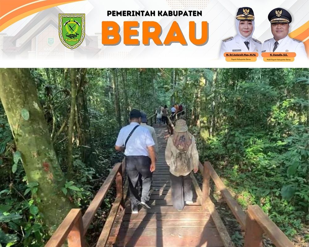 BANTU JALUR TRACKING: Disbudpar Berau membangun jalur tracking menuju Danau Nyadeng menggunakan DBH-DR senilai Rp 1 miliar.
