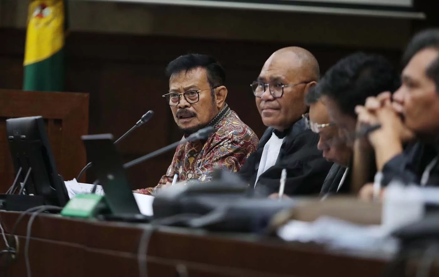 Menteri Pertanian periode 2019-2023 Syahrul Yasin Limpo (SYL) dalam sidang pemeriksaan saksi kasus pemerasan dan gratifikasi lingkungan Kementan di Pengadilan Tipikor, Jakarta, Selasa (13/5/2024).