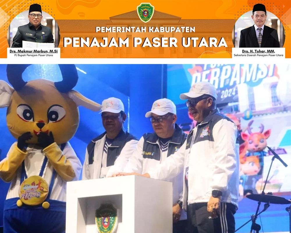 DIMULAI: Pj Bupati PPU, Makmur Marbun (dua kanan) saat membuka Porda VI Perpamsi Kaltim 2024, Minggu (23/6/2024).